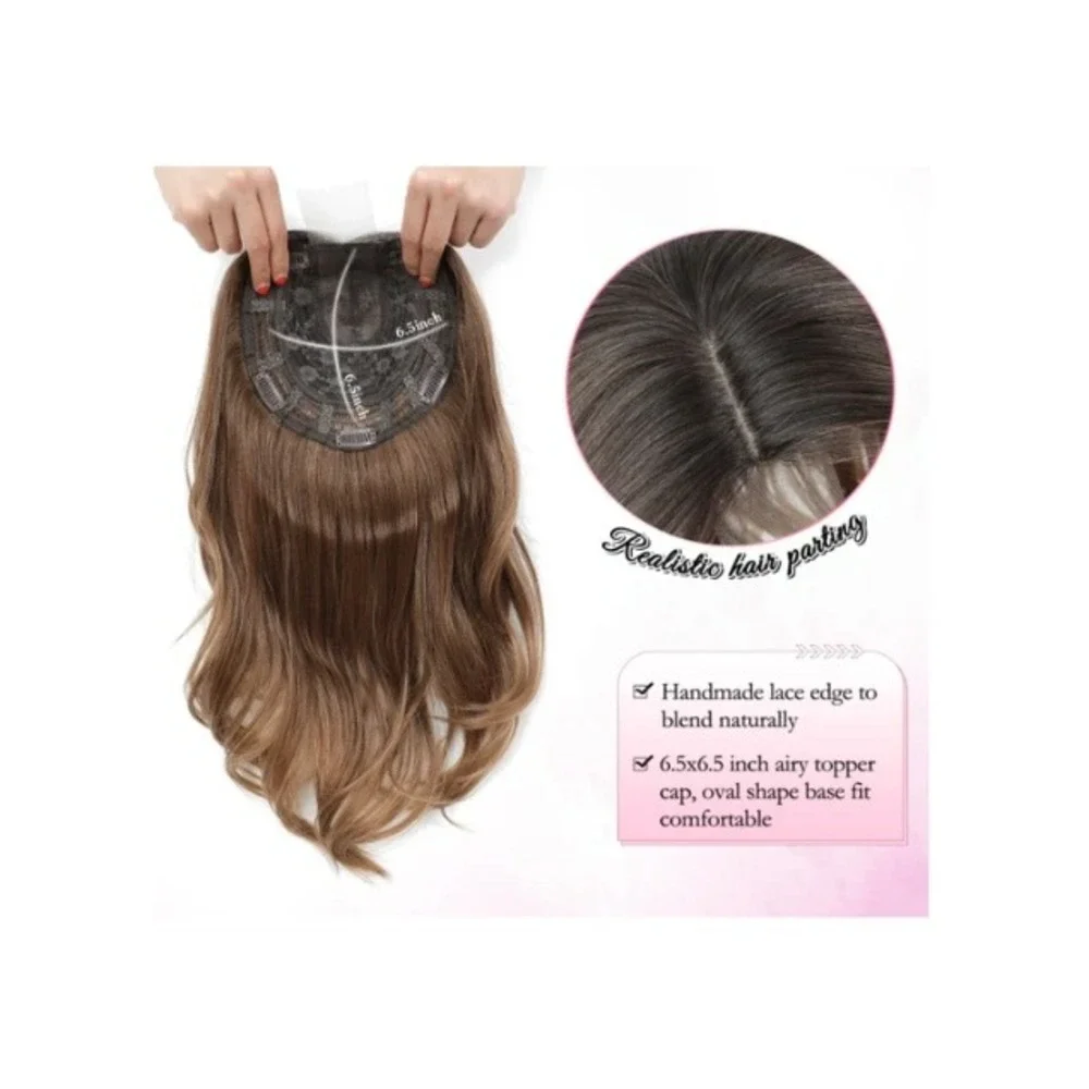 PANEWAY 18 In Hair Topper Loose Wave Dark Brown Root to Caramel Blonde Synthetic